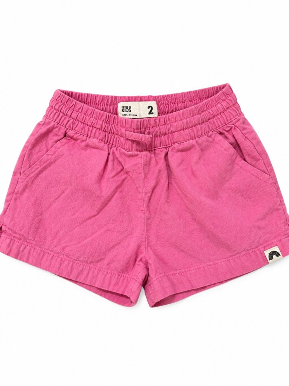 Cotton On Kids Pink Pull-On Shorts Rainbow Patch Size 2
